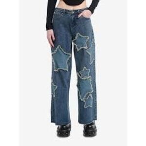 Hot Topic Star Patch Wide Leg Jeans Sz 11 SOLD OUT